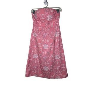 Lilly Pulitzer Pink and White Strapless Mini Dress